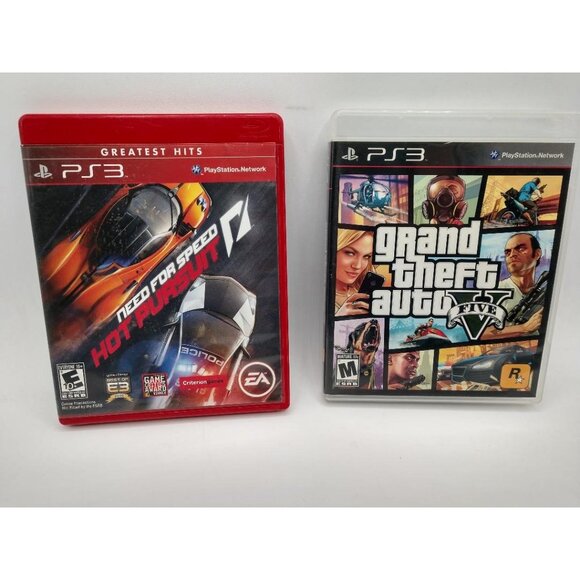 Need For Speed: Hot Pursuit & Grand Theft Auto V PS3 Games With Cases & Manuals - Picture 1 of 4